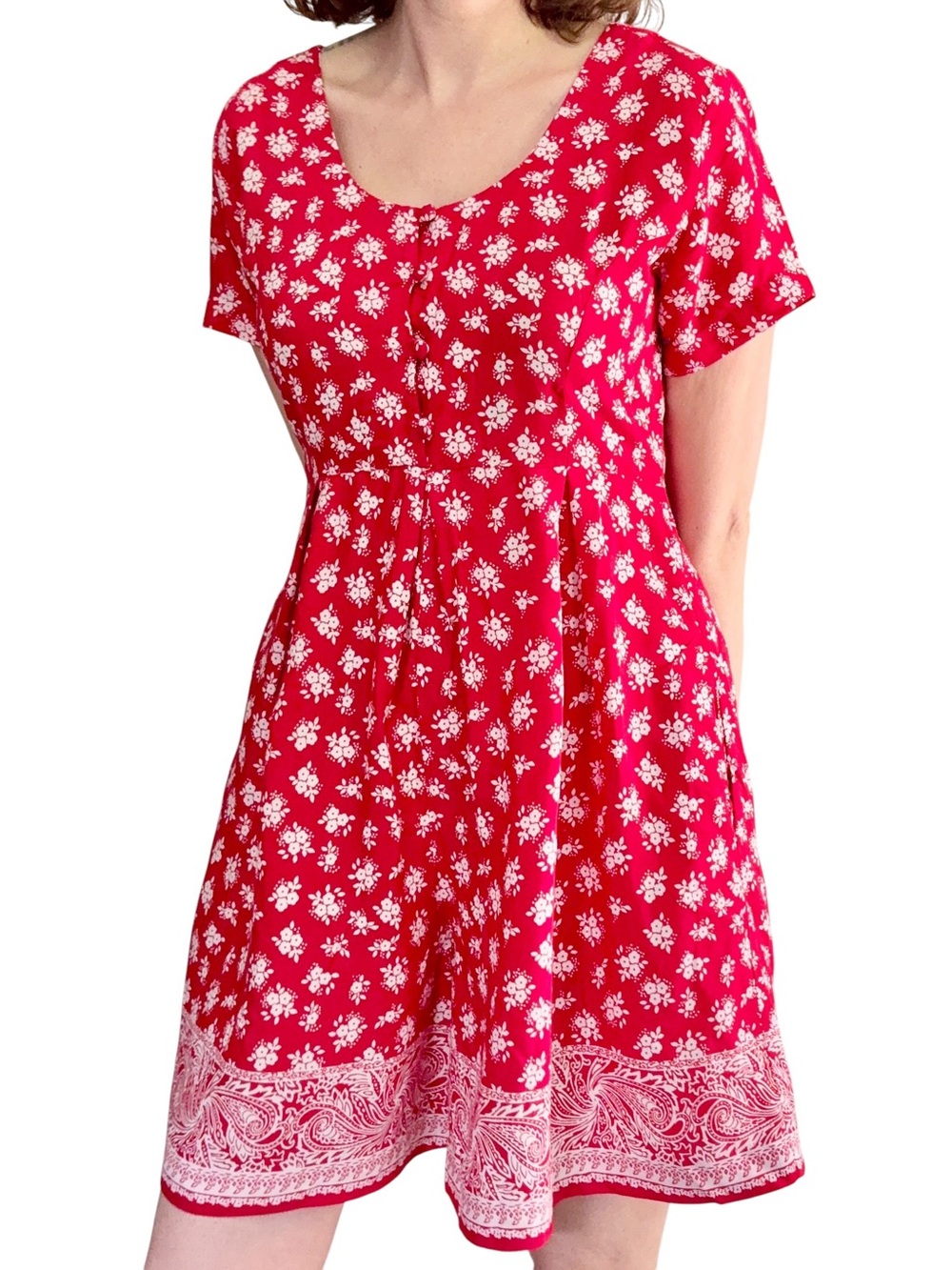Vintage 90s The Limited Red Floral Rayon Romper Playsuit